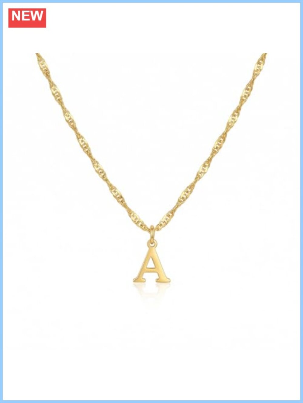 Dainty 14K Gold Plated Initial Necklace, Personalized A-Z Letter Pendant
